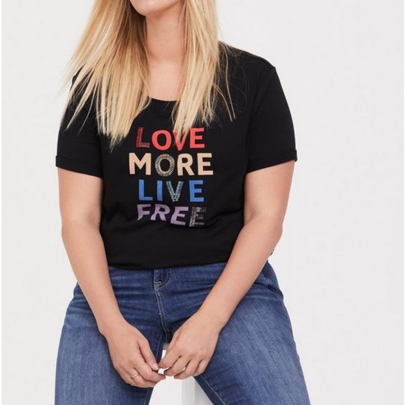 Torrid Beaded Love More Live Free T-Shirt—00 (M/L) - Picture 2 of 11